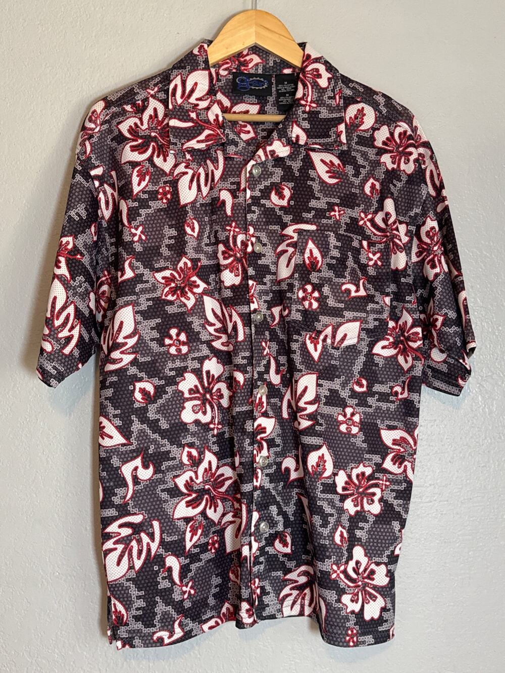 Vintage Y2K Gears Skater Skateboarding Button Down Hawaiian Shirt Mens Medium